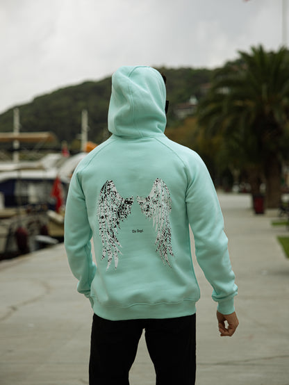 Sudadera con capucha THE ANGEL Regular Fit de algodón y poliéster, diseño cómodo y moderno en color turquesa, perfecta para un estilo casual y urbano