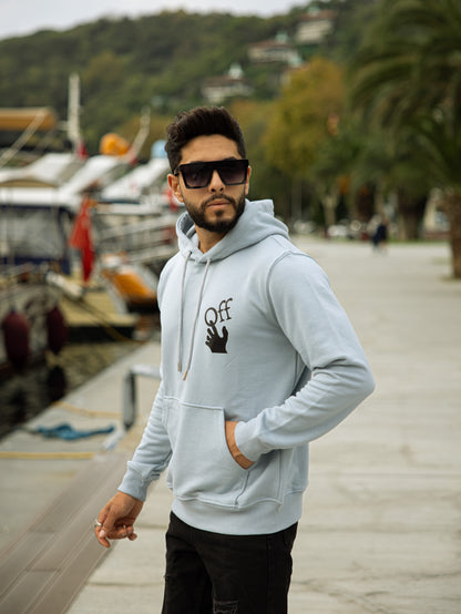 Sudadera azul de algodón con capucha ajustable y bolsillo canguro para looks casuales