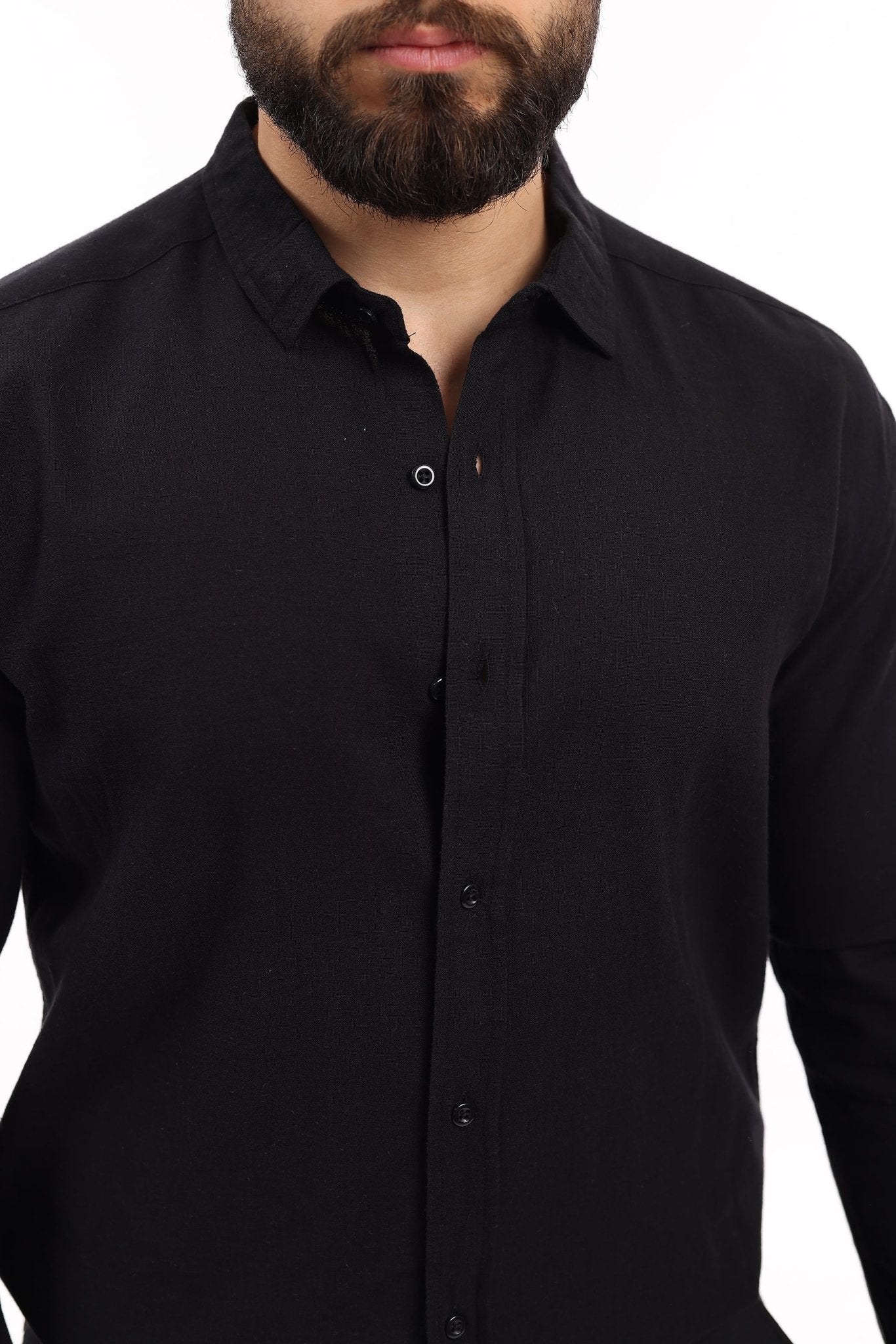 Camisa negra manga larga algodon - Pamuk - Solo Casual Wear