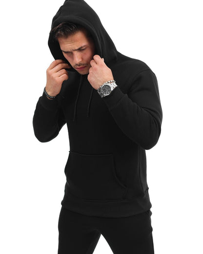 Sudadera negra con capucha para hombre  - Solo Casual Wear